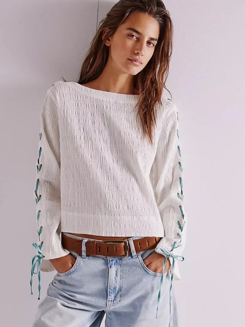 NWT Free People Laced-Up Tee Sz M